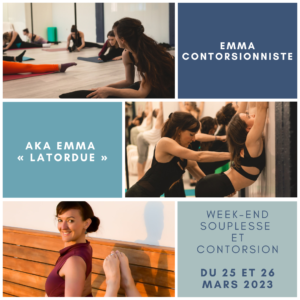 Read more about the article [A la salle d’Angoulême] Week-end souplesse & contorsion avec Emma Contorsionniste les 25 et 26 mars 2023 :)