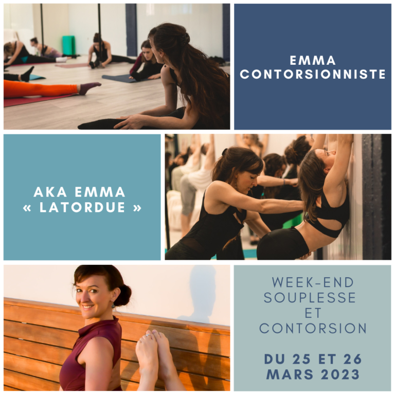 Read more about the article [A la salle d’Angoulême] Week-end souplesse & contorsion avec Emma Contorsionniste les 25 et 26 mars 2023 :)